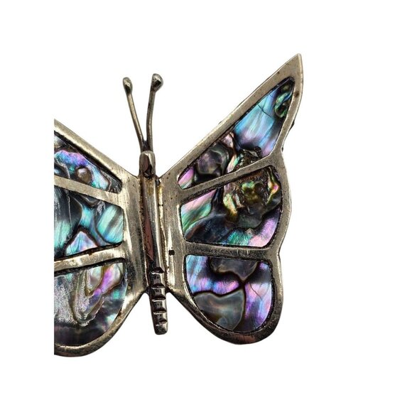 Vintage - Sterling Silver Mexico Butterfly Brooch Pin Abalone Inlay - Picture 4 of 9